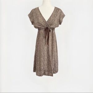 Vintage Gerard Darel Brown Tan Midi Sundress V-Neck Dolman Sleeve